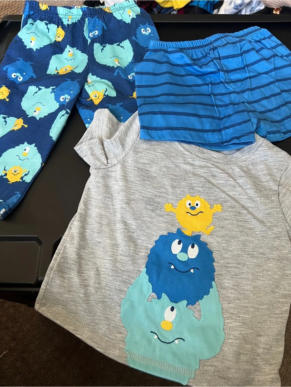 Carter's Blue & Gray Monster Pajama Set